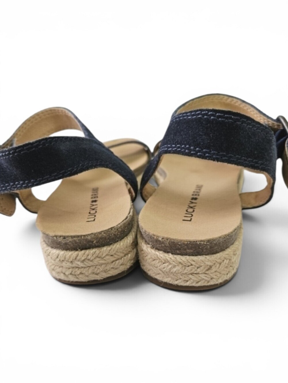 Lucky Brand Gabrien Espadrille Sandals Blue Tan Suede Size 6 - Picture 9 of 11